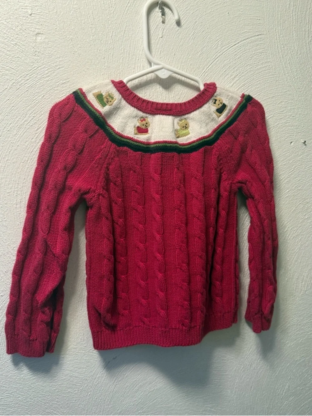 ❤️Vintage Vibes Gymboree Puppy Dog Knit Cardigan 3T Pink Cable Knit Sweater